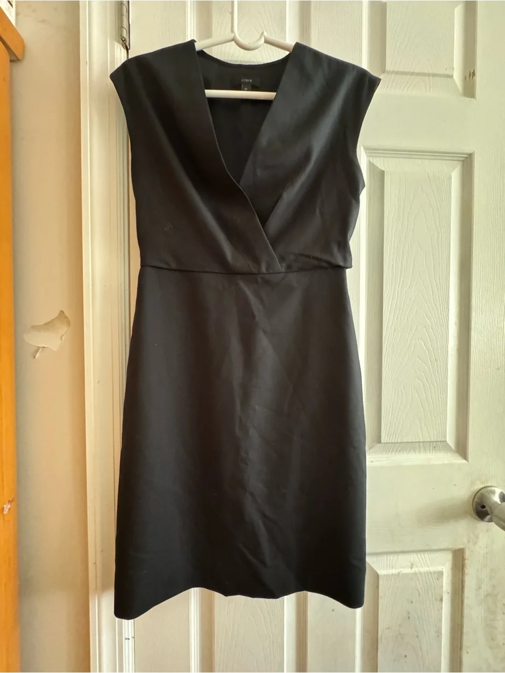 J. Crew Black V-Neck Midi Sheath Dress